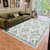 Tapete de Sala de Estar Vintage Estilo Francês, Tapete para Mesa de Centro de Sofá Estilo Americano de Luxo Leve, Tapete de Chão de Faux Cashmere de Alta Qualidade de Luxo Leve para Quarto