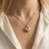 Collar con Colgante de Corazón de Amor Tridimensional de Doble Cara en Acero Inoxidable Letra Te Amo Regalo de San Valentín