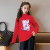 Y2128# camiseta de manga larga para niña otoño nuevo abrigo grande para niños camiseta de moda ropa para niños ropa fina de otoño para niños