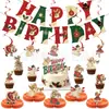 Banner de Letras Americanas Navideñas Elementos de Papá Noel Bandera de Tirar de Cumpleaños Colgante Espiral Decoraciones para Cupcakes