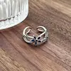 Anel Aberto Zircônia Azul Marinho Doce e Luxuoso Super Flash Estilo Ins Nicho High-End Anel Tesouro Colorido Empilhável para Mulheres