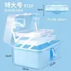 Caja plegable de tres niveles de gran capacidad para suministros de arte, caja de almacenamiento de pintura, caja de medicamentos para el hogar y organizador de cosméticos