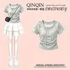 2026 Moda Niñas Verano Nuevo Conjunto Estilo Princesa Estilo Coreano Top para Niños Medianos y Mayores Dulce Falda de Pastel Conjunto de Dos Piezas