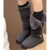 Botas de Neve Quentes com Solado Grosso para Mulheres 2026 Novo Estilo Inverno Plus Veludo Engrossado Retrô Nordeste Peles Algodão Sapatos