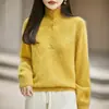 Novo suéter feminino de seda de amoreira escovada com gola alta, manga curta, quente, para outono e inverno, corte solto, emagrecedor, elegante, casual e versátil