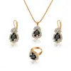 Moda europeia e americana redonda colar de cristal brincos anel pulseira terno venda quente acessórios de noiva atacado gema garra cadeia