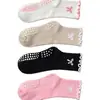 Calcetines de Yoga Transfronterizos para Mujer, Calcetines Deportivos Antideslizantes para Pilates, Fitness y Suelo, de Media Pantorrilla, con Lazo, Calcetines para Mujer de Zhuji Hosiery
