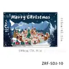 Tela de fondo navideño en stock, lista para enviar, con impresiones de alta definición de Papá Noel, muñecos de nieve y renos, perfecta para decoraciones navideñas
