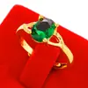 Anel Feminino Ouro Areia Rubi Sintético Que Não Desbota por Muito Tempo, Anel Aberto de Nicho com Turmalina Sintética e Diamante Sintético Incrustado com Jade Sintético