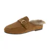 Pantuflas Birkenstock retro de estilo francés, cerradas, de suela plana, para mujer, adecuadas para usar en exteriores, nuevo modelo Otoño/Invierno 2026, pantuflas a media altura peludas, casuales y cómodas