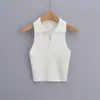 Camiseta Chaleco Polo de Punto sin Mangas para Mujer, Verano, Nuevo, Chic, Temperamento, Corto, Adelgazante, Capa Interior, Base