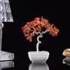 Árbol de la vida de cristal natural de aguamarina al por mayor con base de cerámica, árbol del dinero creativo, adorno que atrae la fortuna en nuevo estilo chino