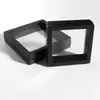Caja de regalo de entrega única Xida caja de joyería caja con marco negro y película transparente caja de almacenamiento para collares anillos pendientes