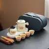 Juego de Té de Oficina de Cerámica Ru de Gama Alta con Diseño de Peonía Vintage, Exquisito Juego de Tazas de Servicio Rápido, Juego para Exteriores para Negocios, Wholesale Personalizable