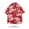 Camisa hawaiana retro de estilo Hong Kong con estampado floral vintage de manga corta para hombre y mujer, camisa de playa para pareja yupi tailandesa