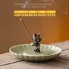 Quemador de Incienso Cerámico con Forma de Rana para Uso Doméstico, Titular de Incienso Interior Creativo con Bandeja, Quemador de Incienso Zen Estilo Chino