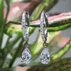Nuevos Pendientes de Circonita con Forma de Gota de Agua Más Vendidos en Amazon Europeo y Americano para Mujer, Exquisitos Pendientes de Cobre Chapado en Blanco K con Forma de Gota de Agua y Pera