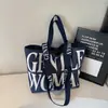 Bolso de Lona Clásico con Letras de Gran Capacidad y Doble Correa para el Hombro GentleWoman 2025 Nuevo Bolso de Hombro de Moda para Mujer