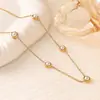 Collar de Acero Inoxidable de Lujo Ligero Estilo Nuevo con Perla, Nácar y Circonia para Mujer, Acero de Titanio Versátil de Oro Real de 18K que No se Desvanece