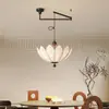 Candelabro Giratorio para Restaurante de Estilo Medieval con Mecedora Móvil 2025 Nuevo Tejido Estampado Creativo Lámparas de Flor de Loto para Dormitorio