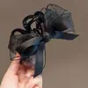 Pinza para el Cabello Negra Estilo Hepburn con Lazo Grande, Accesorio para el Cabello de Celebridad de Internet de Alto Nivel, Pinza de Tiburón para la Parte Posterior de la Cabeza