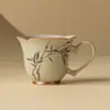 Taza de Té de Bambú Verde Esmeralda Pintada a Mano, Taza de Maestro, Taza Individual de Cerámica, Juego de Té Kung Fu, Cuenco de Té con Asa en Forma de Corazón, Taza de Degustación