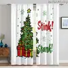 Cortinas de Grinch Navideño Decoración Festiva Cortinas Romanas Cortas Sin Taladro Cortinas Impresas Digitalmente