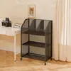 Estante, prateleira de armazenamento móvel sob a mesa, organizador de livros de chão, carrinho com rodinhas, estante lateral de mesa, estante para estudantes com rodas