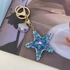 Nuevo llavero de coche con concha de estrella de mar de color incrustada de diamantes, colgante para bolso, llavero de metal, anillo, pequeño regalo al por mayor