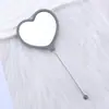 Nuevo Espejo de Maquillaje de Mano con Forma de Corazón Espejo de Corazón Creativo DIY con Perlas Espejo de Maquillaje de Plástico Portátil de una Cara Venta al por Mayor