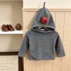 Colección de otoño de la marca auténtica Lemon: Lindo y elegante mono estilo coreano, camiseta de rayas debajo y sudadera con capucha - un conjunto de dos piezas de moda para niños y niñas