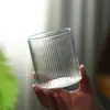 Vidrio de Alto Boro Estilo Japonés Patrón de Martillo Patrón Vertical Transparente Taza para Beber Agua Taza de Té Casera Copa de Vino Ins Bebida Fría Taza para Café Jugo