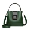 Elegante bolso tipo cubo de piel sintética de color sólido con correa de hombro ajustable - Bolso cruzado multifuncional ligero para mujer con cierre de cremallera