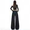 Jeans Reto Largo Americano Retro Lavado Cor Denim Outono 2026 Transfronteiriço para Mulheres com Bordado e Pernas Largas Caídas