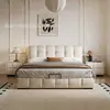 Cama box com baú estofada minimalista moderna 1,8m quarto de casal principal cama puff celebridade da internet cama de tecido tecnológico estilo creme francês
