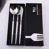 Acero Inoxidable 304 Vajilla Perla Oriental Delgada Portátil Traje Hogareño Estilo Occidental Cuchillo y Tenedor para Bistec Cuchara de Postre