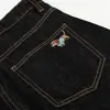 Bordado de Cachorro Dóberman Dibujo Animado Scimitar Jeans Diseño para Hombre Nicho Holgado Pantalones de Pierna Ancha Vibe Marca de Moda