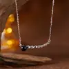 Cadena de Clavícula Sonrisa de Plata de Ley S925 Perla Natural Ágata Roja Ágata Negra Collar Versátil para Mujer Joyería Sencilla de Moda con Piedras Preciosas