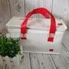 Bolsa Tote Portátil Aislada con Bloques de Color Rojo y Blanco, Bolsa de Almuerzo para Oficinistas, Bolsa Refrigeradora para Comida Fresca y Postres, Bolsa de Almuerzo