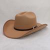 Amazon Ventas Calientes Transfronterizas Sombrero de Vaquero Occidental Blanco de Lana para Hombre Ala Hacia Arriba Joroba Otoño Invierno Sombrero de Moda de Caballero