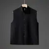 Colete Jacquard Geométrico Novo Outono/Inverno 2025 Botão de Cobre Estilo Chinês Masculino Gola Alta Sem Mangas Jaqueta Colete Terno Tang