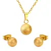 Collar de Bolas Redondas Esmeriladas de Acero de Venta Caliente Transfronteriza Set de Joyería de Acero Inoxidable con Colgante Redondo de Perlas para Moda Femenina