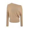 Suéter tejido de manga larga off-shoulder puramente seductor, nuevo estilo de otoño para chicas calientes, suéter de punto casual de color liso, holgado y adelgazante