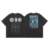 Camiseta Unisex de Manga Curta Tendência Saint Miael High Street Estampa de Letras Alta Qualidade Vintage Lavada e Desgastada