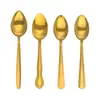 Cuchara de Acero Inoxidable, Cuchara de Mesa de Alta Calidad para Uso en el Hogar y Restaurante, Cuchara para Sopa, Venta al Por Mayor de Fábrica, Cuchara Dorada Engrosada