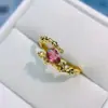 Anillo Popular de Turmalina Natural al por Mayor de Fábrica Plata S925 Incrustado con Piedra Principal 4*6 Joyería de Lujo Venta Directa de Fábrica