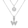 Collar con Colgante de Letra Inicial A-Z Transfronterizo Europeo y Americano Moda Personalidad Doble Capa Letra Colgante de Diamante Cadena de Clavícula