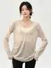 Sudadera con capucha para fitness para mujer, jersey de cuello en V, manga larga, holgada, adelgazante, caída, ligeramente transparente, ropa exterior de otoño, conjunto de pantalones de yoga, ropa para mujer