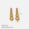 Pendientes Elegantes de Acero Inoxidable con Diseño Retro Irregular Geométrico Cuadrado Hueco Corazón de Melocotón Poker Europeos y Americanos de Nicho Venta al por Mayor