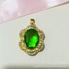 Pendente de colar oval de jade banhado a ouro com renda de diamantes completa de luxo europeu e americano, pingente de diamante de vidro, acessórios femininos
